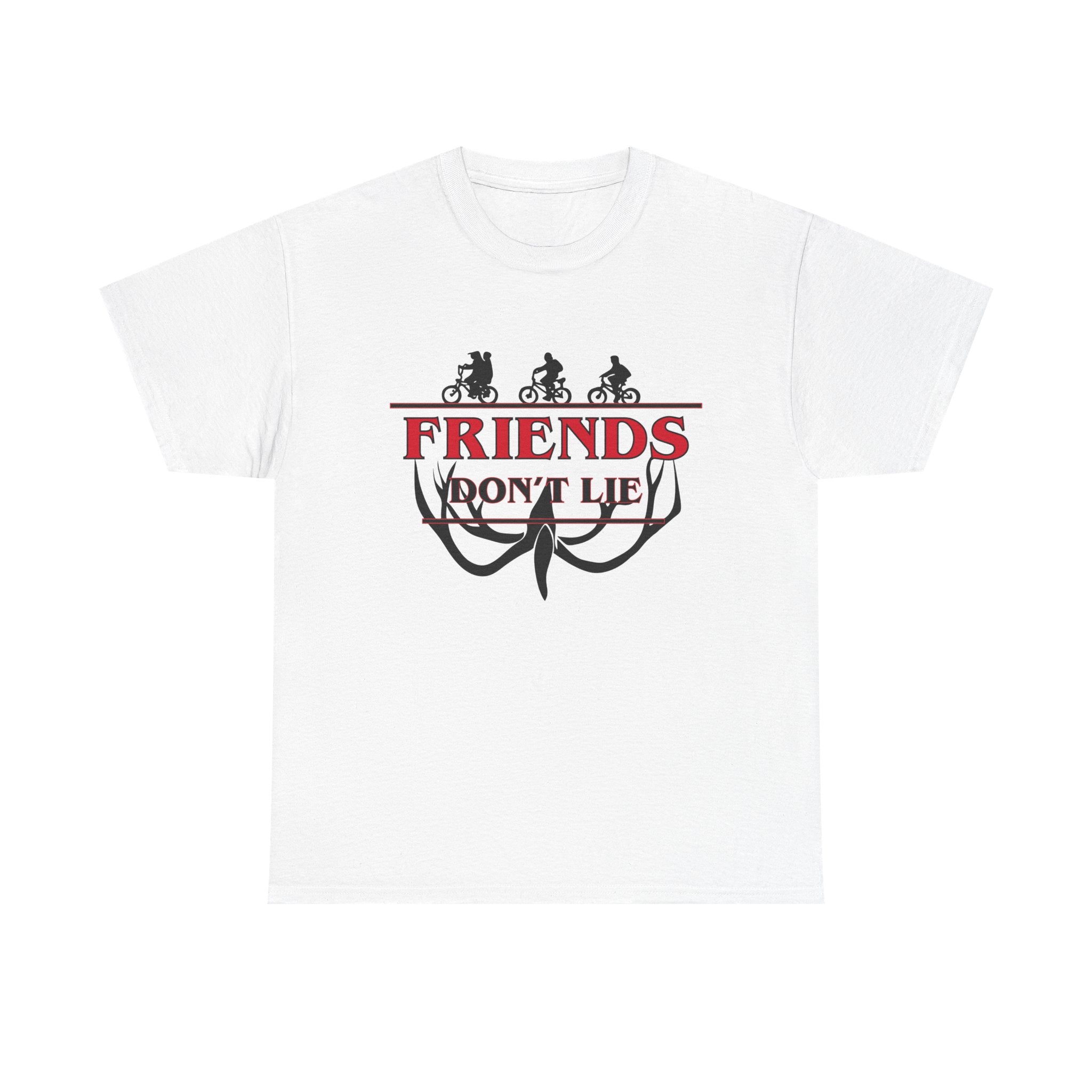 T-Shirt - Friends Don't Lie - Stranger Things Inspired Bike Silhouette Tee Shirt Gift NEW