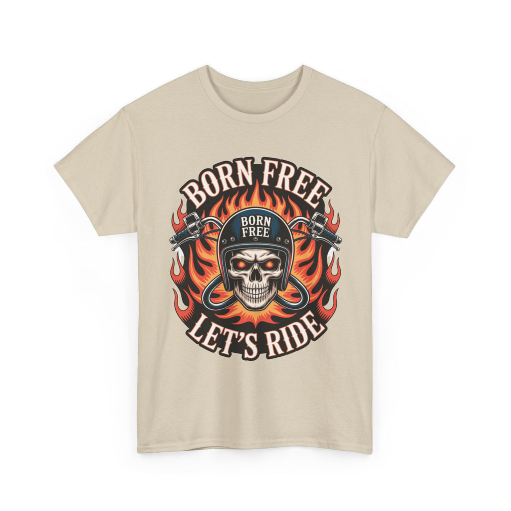 Biker T-Shirt - Born Free Lets Ride - Tee Shirt For Bikers And Motorcycle Enthusiasts NEW
