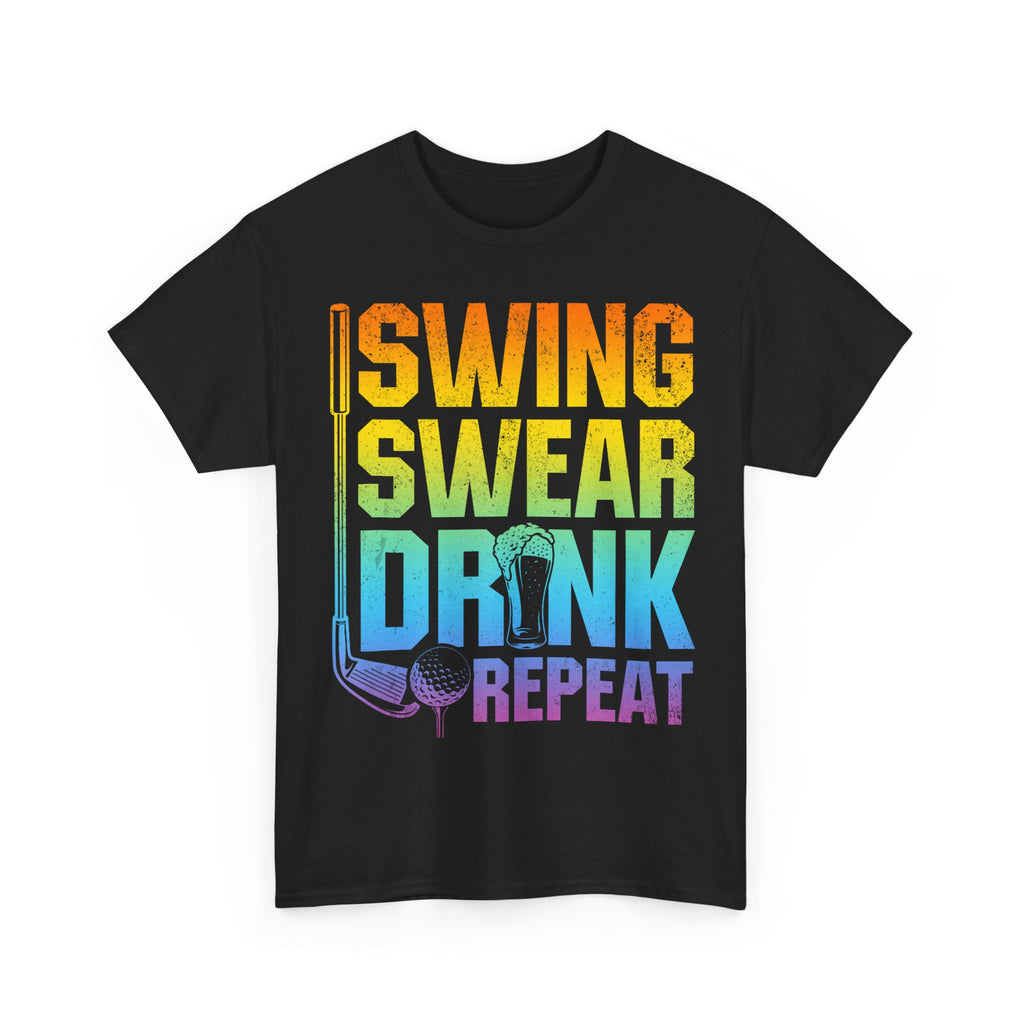 Funny Golf Tee Shirt - Swing Swear Drink Repeat - T-Shirt Gift For Golfers - Golfer Dad Grandad