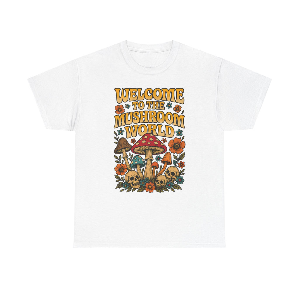 Mushroom World T-Shirt - Retro - Welcome to the Mushroom World - Graphic Tee Shirt Forager Gift