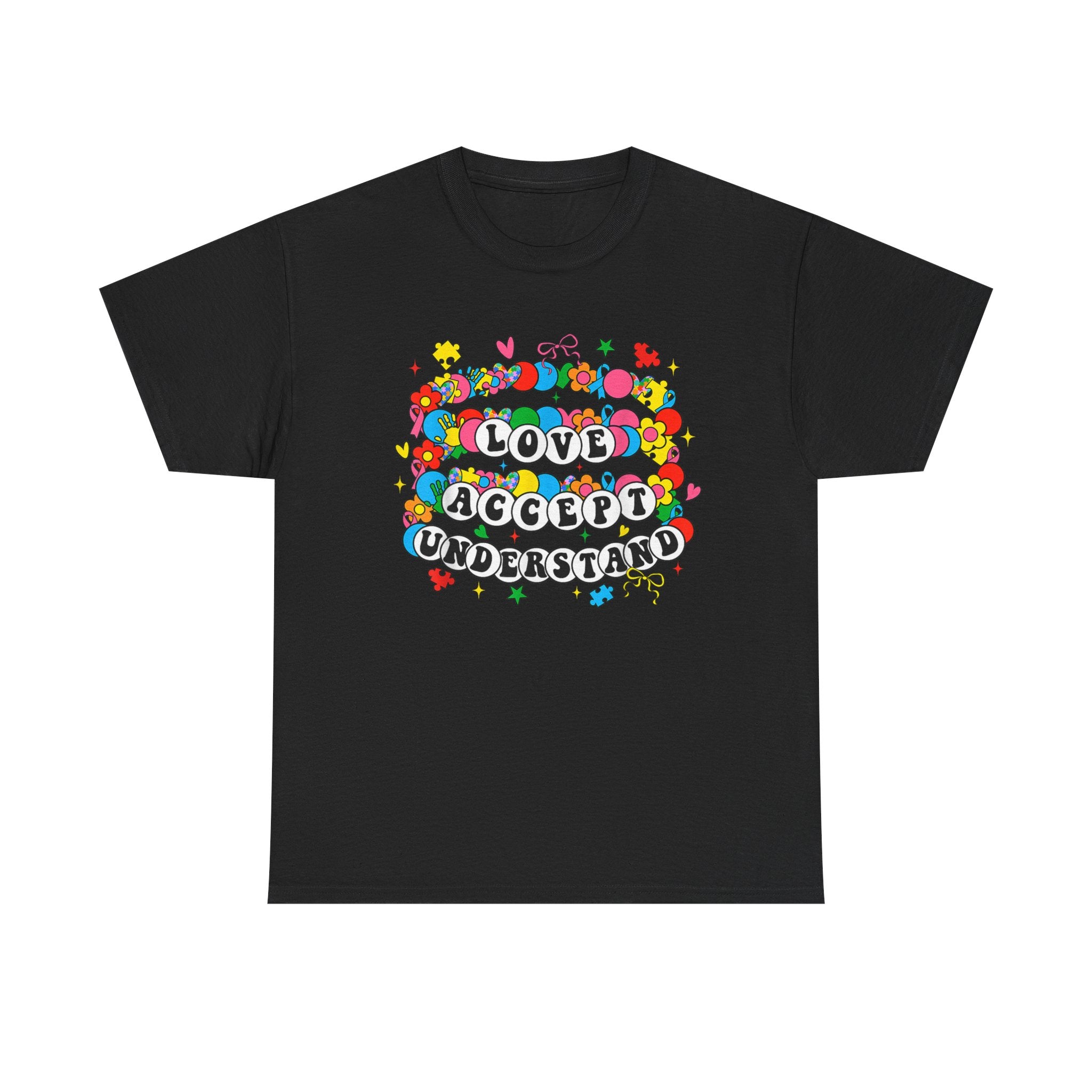 Love Accept Understand T-Shirt — Colorful Retro Rainbow Positivity Autism ADHD Tee