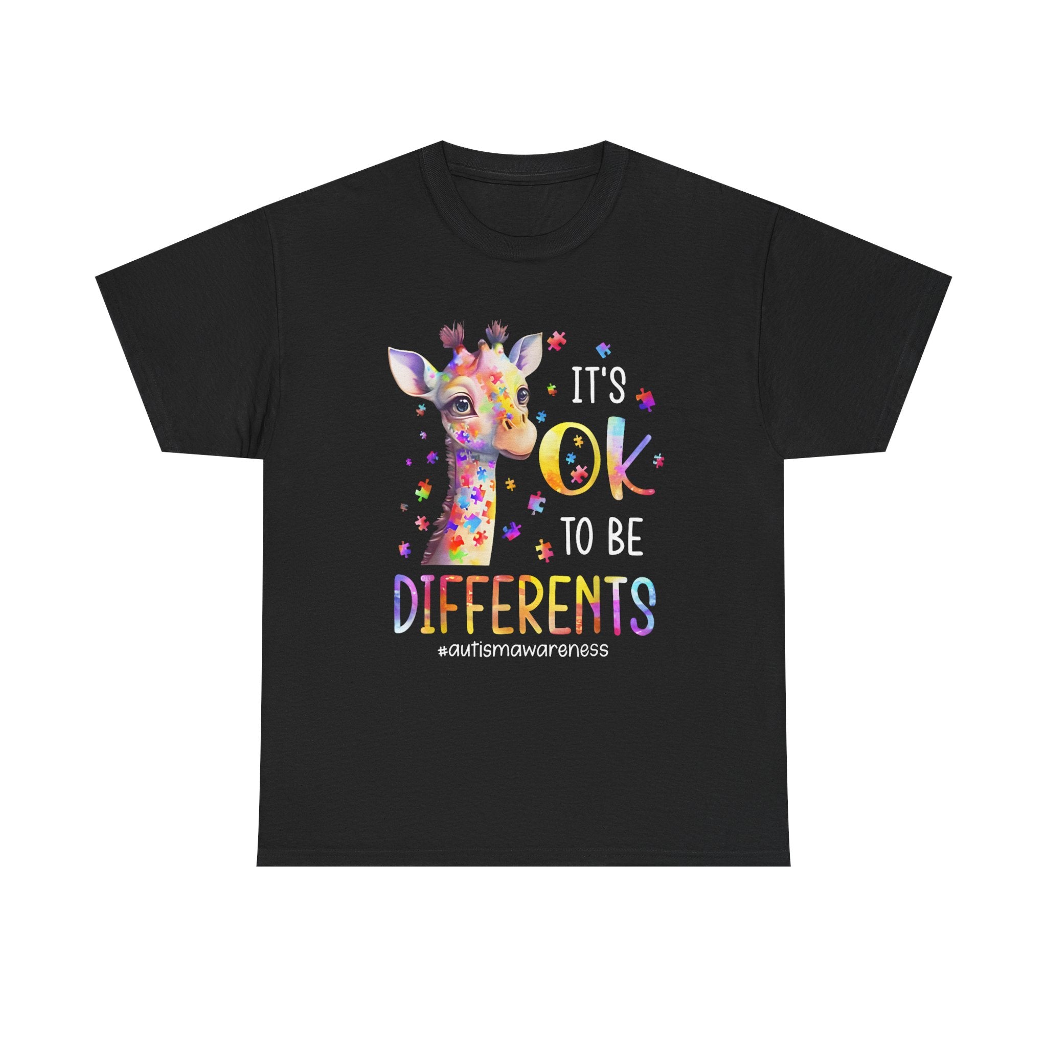 Giraffe "OK to Be Different" Rainbow Kids Tee Shirt – Autism ADHD ADD T-Shirt