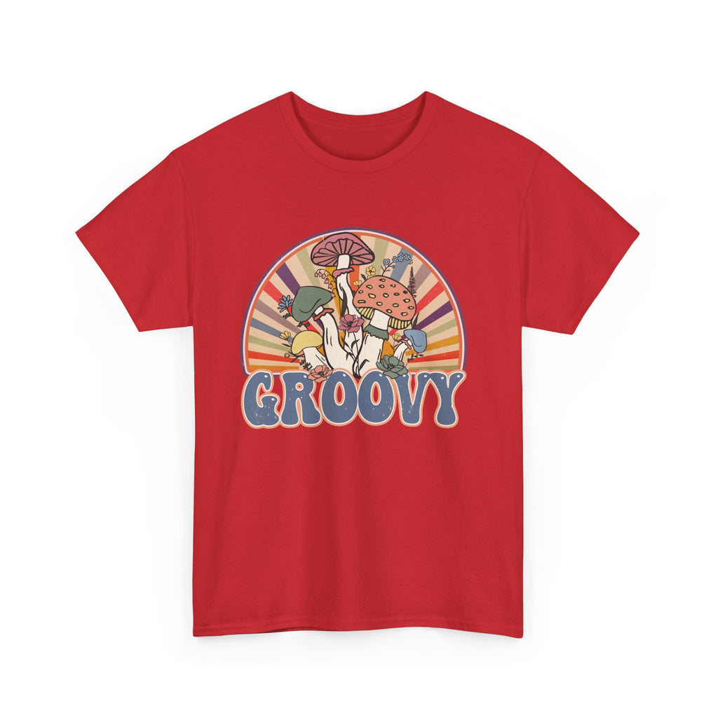 Groovy Mushroom T-Shirt - Retro Rainbow Magic Mushroom Tee Shirt Forager Gift
