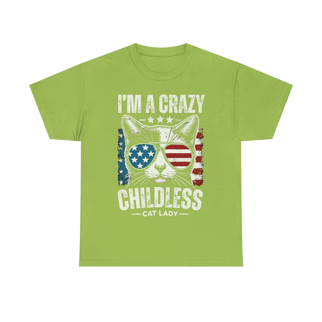 I'm A Crazy Childless Cat Lady Tee Shirt - Cat Owner Funny T-Shirt Gift - NEW