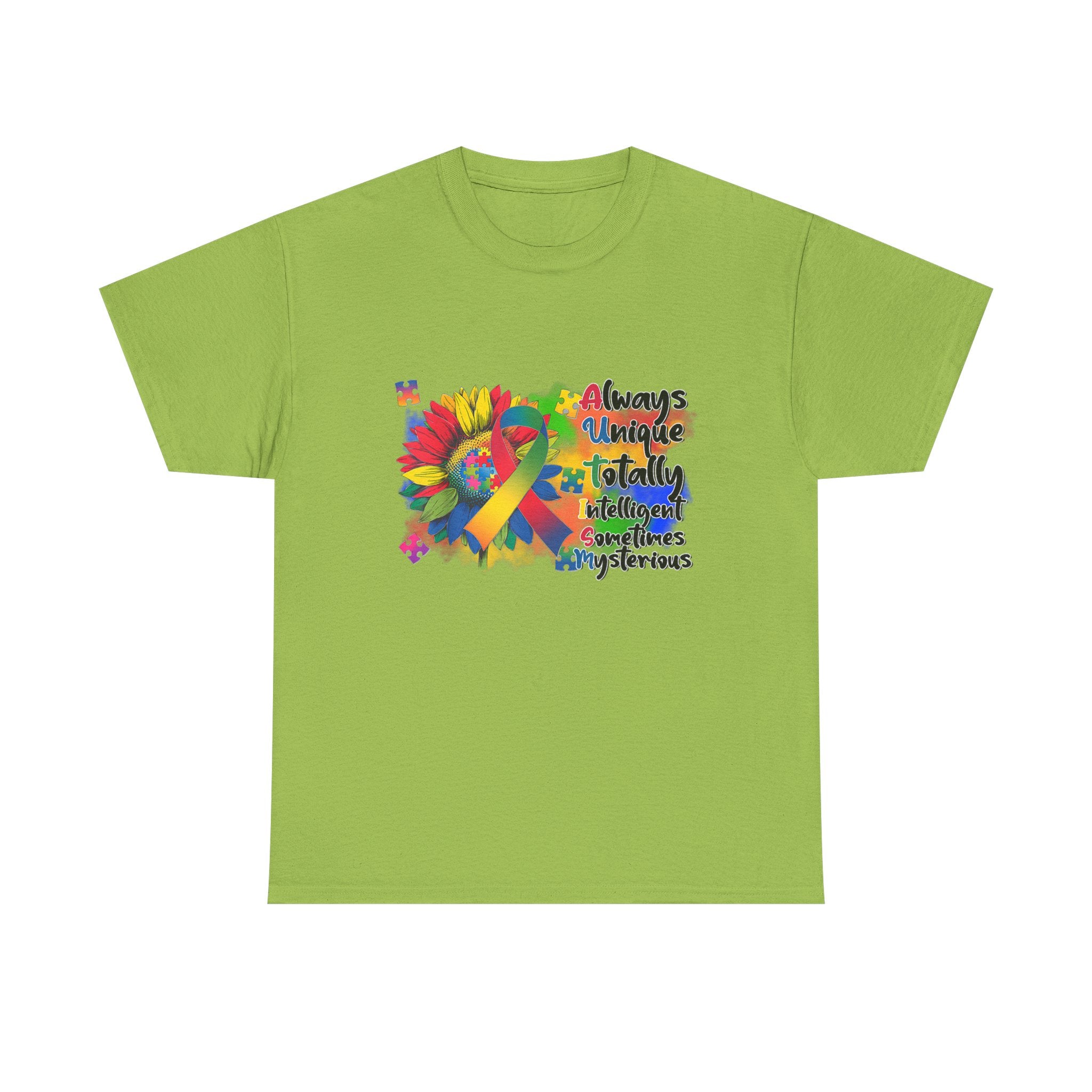 Autism Awareness Ribbon Tee Shirt - Always Unique, Totally Brilliant - Colorful ADHD Aspergers ASD T-Shirt