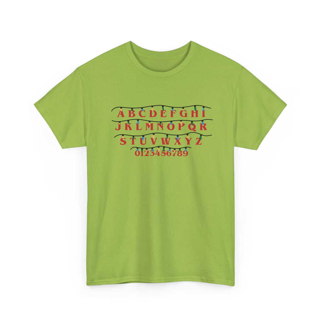 Stranger Things - Alphabet Chart Tee - Vintage Red & Green Lettering T-Shirt Gift NEW