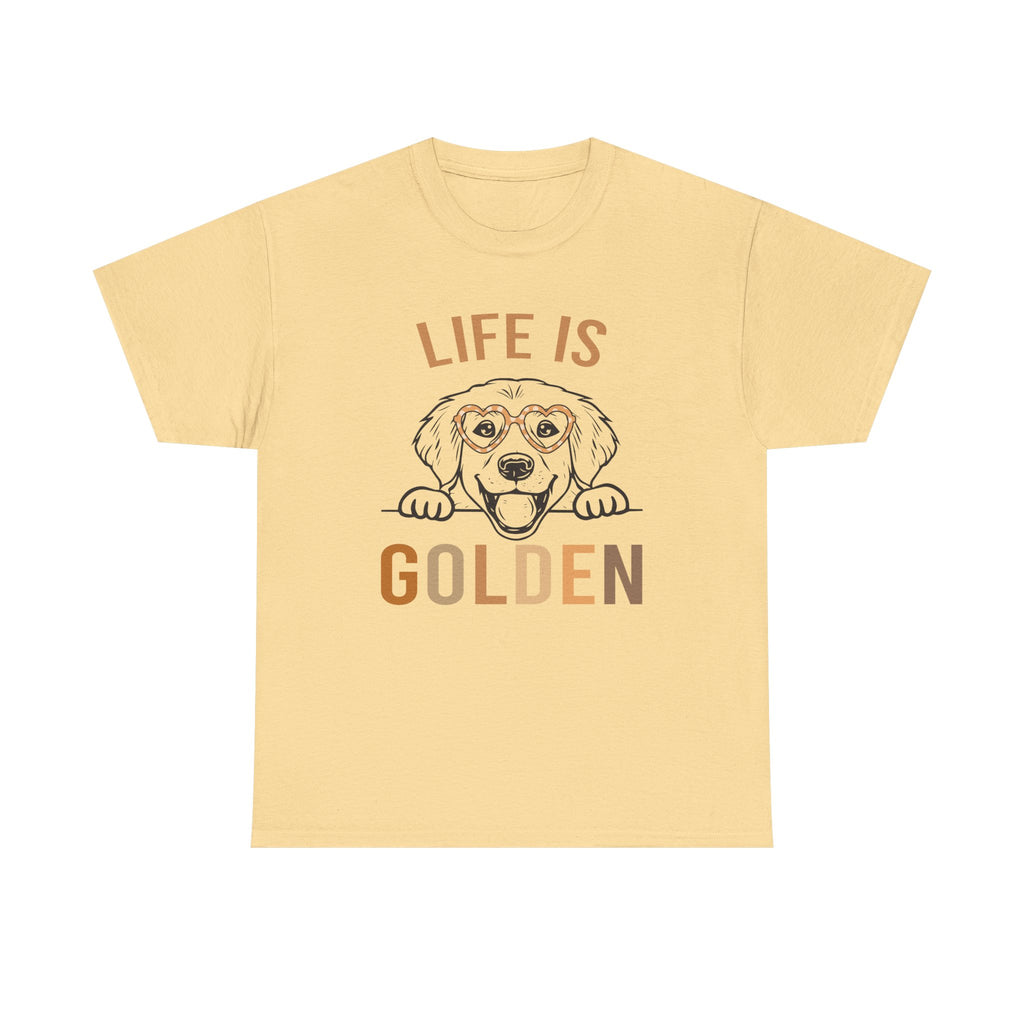 Life Is Golden Tee Shirt - Gift For Golden Retriever  Dog Owners - Labrador Golden Retriever Dogs - T-Shirt NEW
