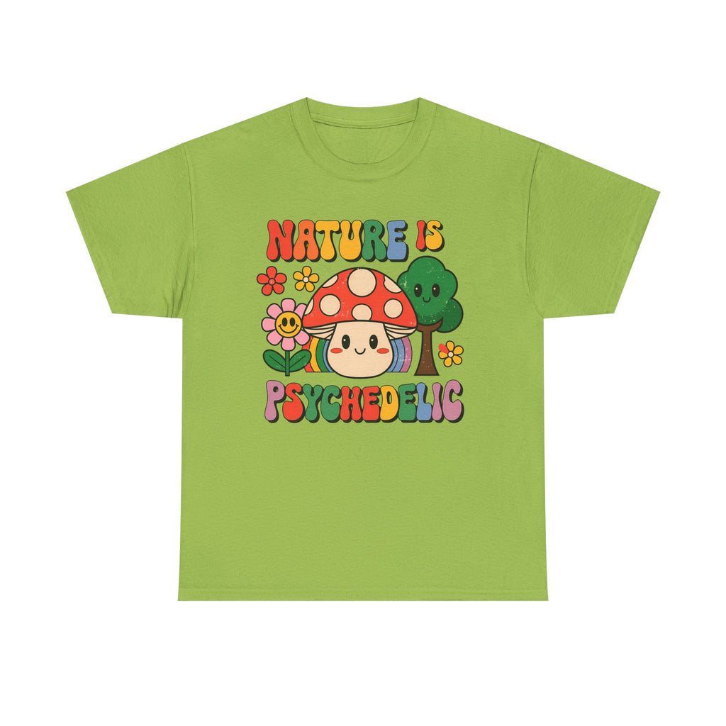 Psychedelic Mushroom T‑Shirt - Nature Is Psychedelic - Retro Floral Tee Shirt Gift NEW