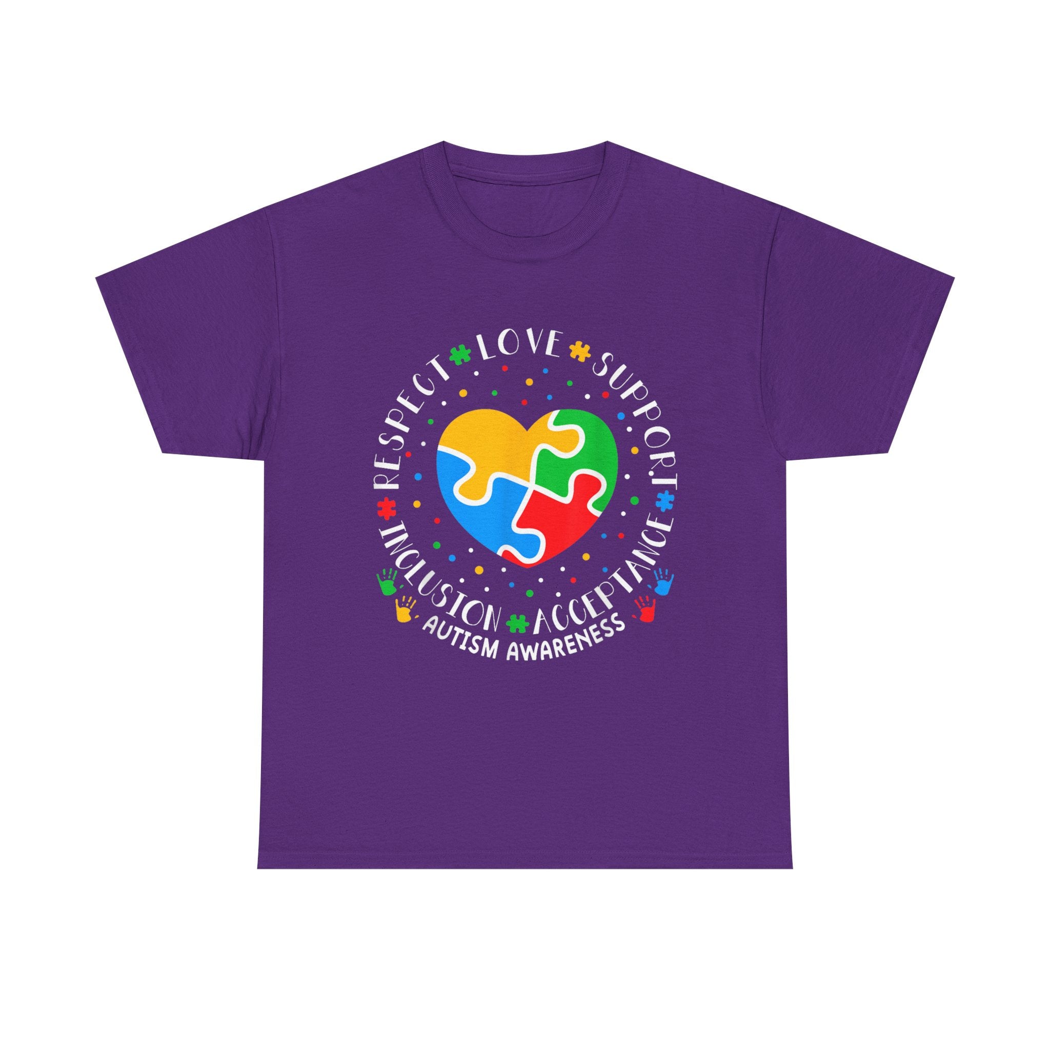 Autism Awareness Puzzle Heart T-Shirt -  Respect Love Support Acceptance Tee Shirt Gift NEW