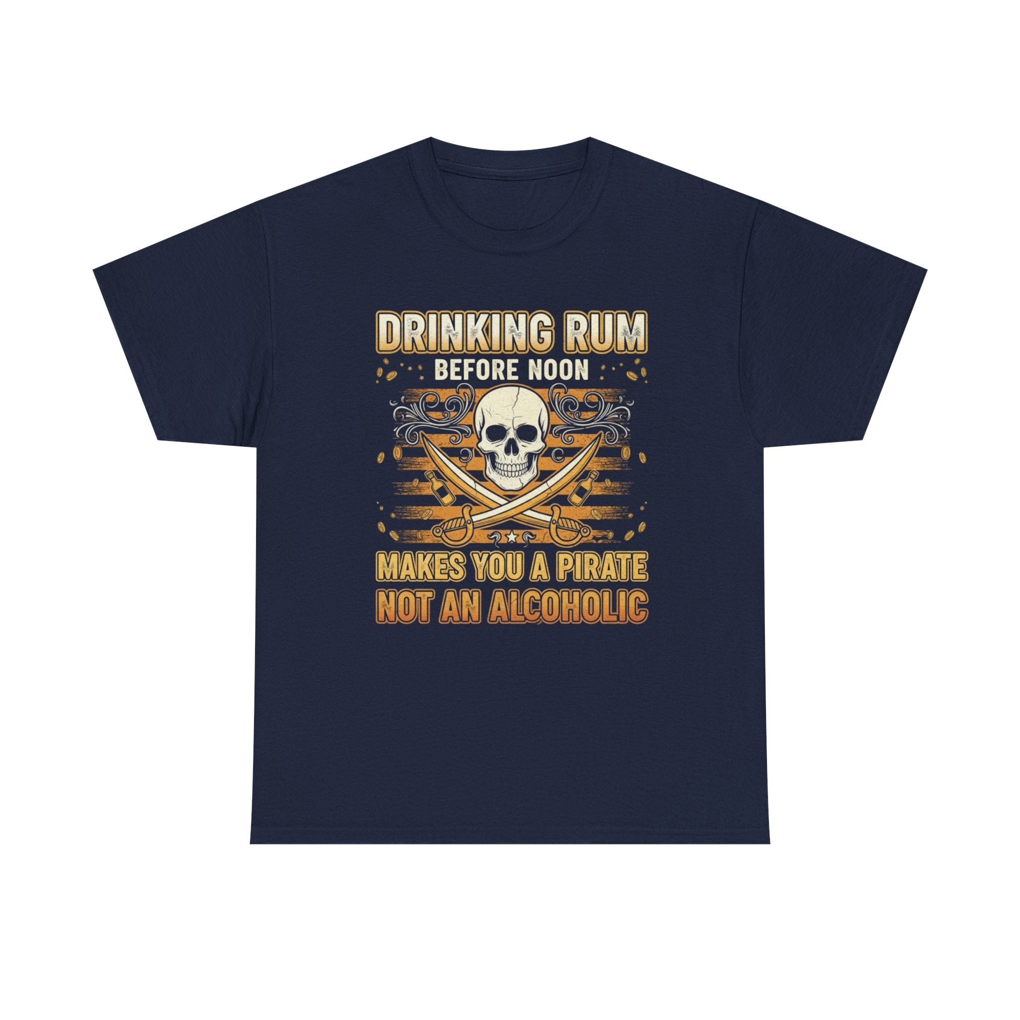 Funny Pirate T-Shirt - Drinking Rum Befire Noon - Tee Shirt Gift for Rum Drinkers