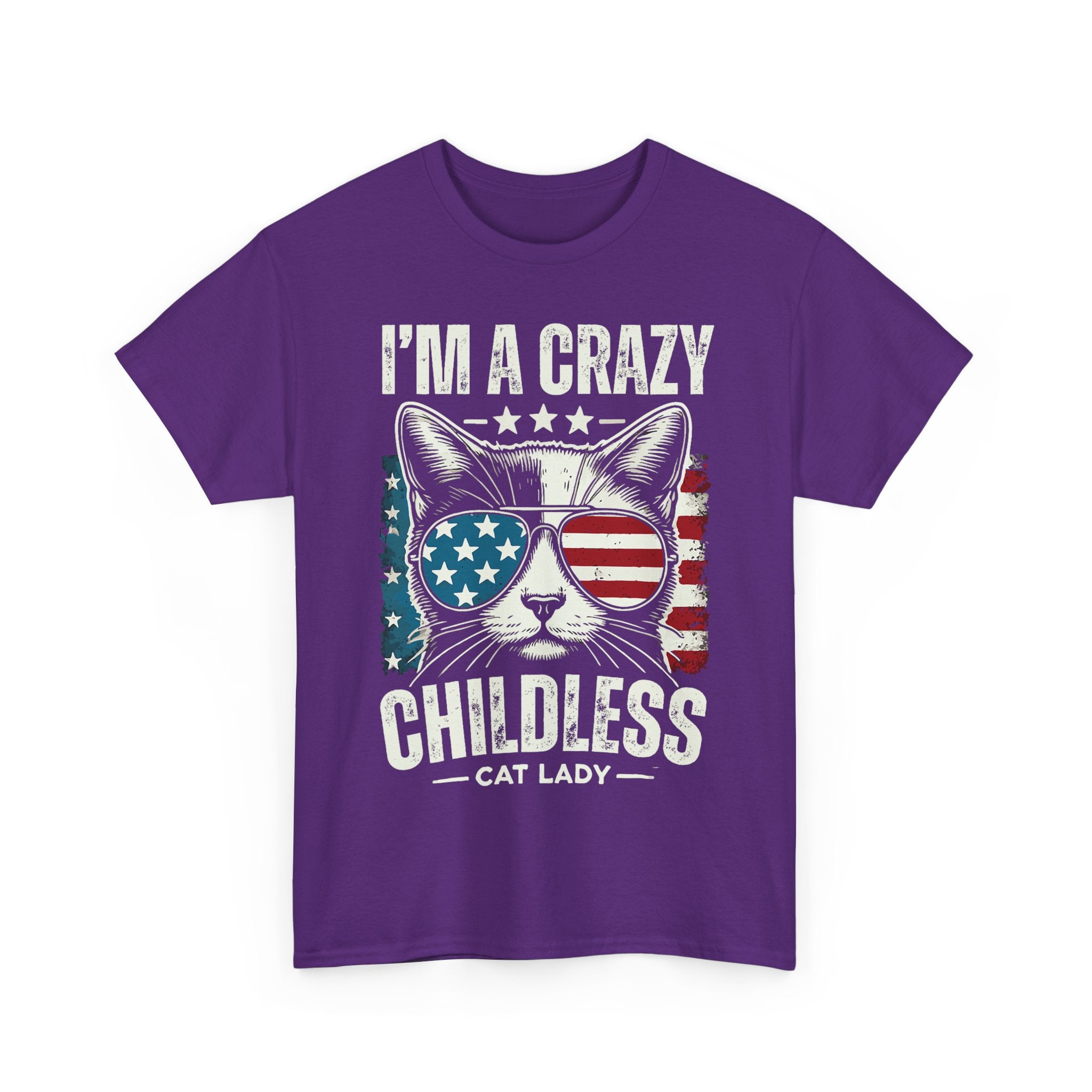 I'm A Crazy Childless Cat Lady Tee Shirt - Cat Owner Funny T-Shirt Gift - NEW