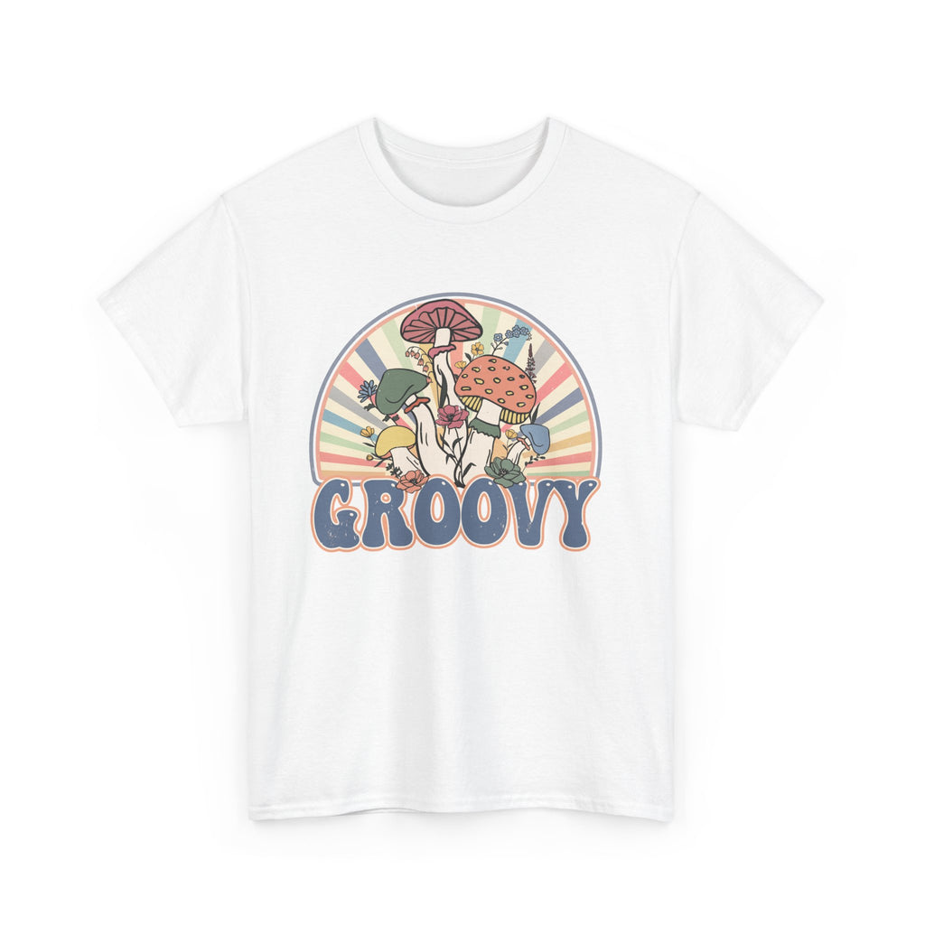 Groovy Mushroom T-Shirt - Retro Rainbow Magic Mushroom Tee Shirt Forager Gift