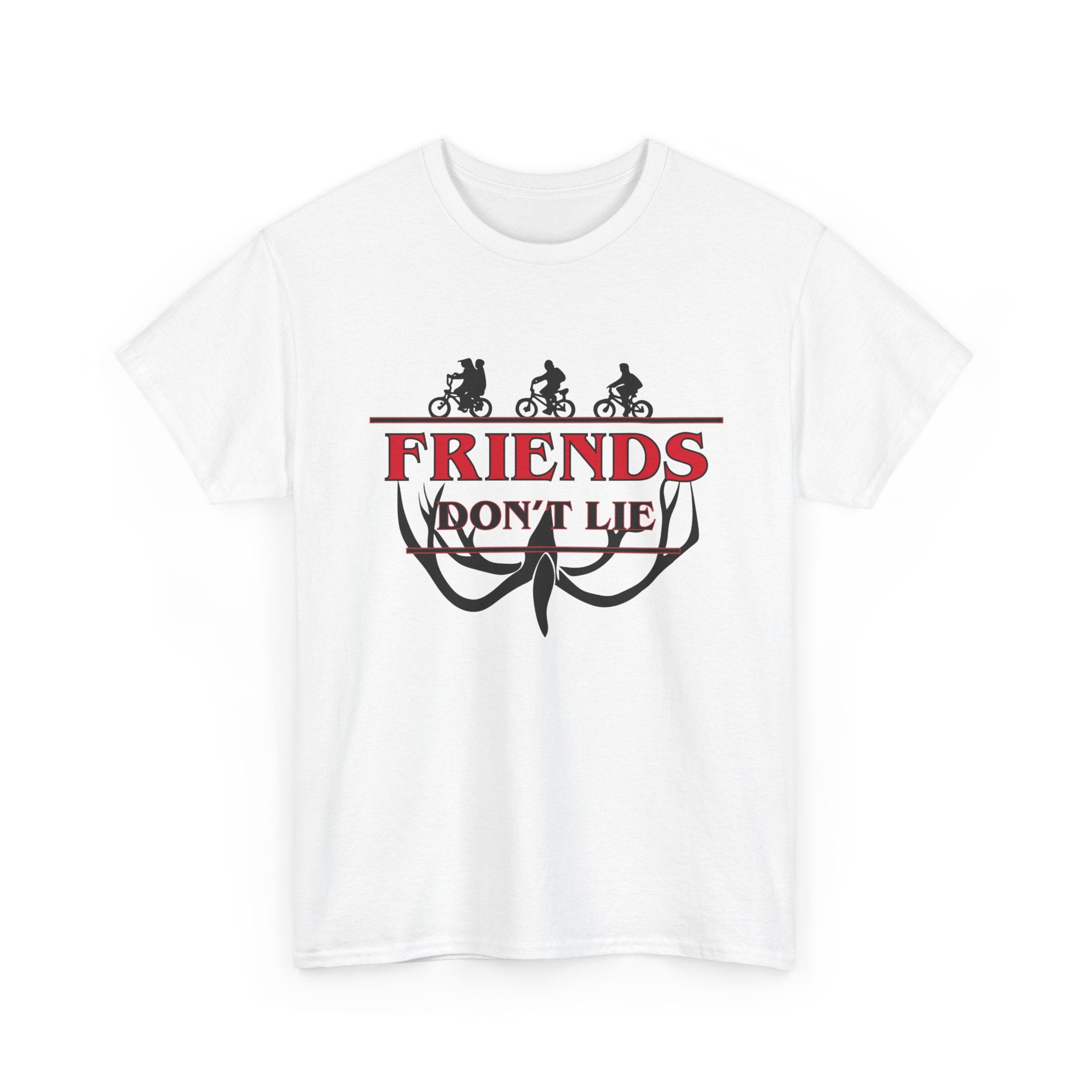T-Shirt - Friends Don't Lie - Stranger Things Inspired Bike Silhouette Tee Shirt Gift NEW