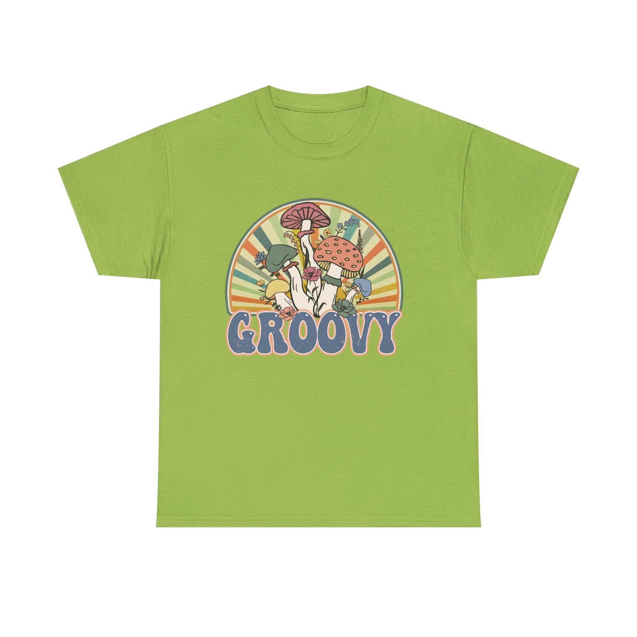 Groovy Mushroom T-Shirt - Retro Rainbow Magic Mushroom Tee Shirt Forager Gift