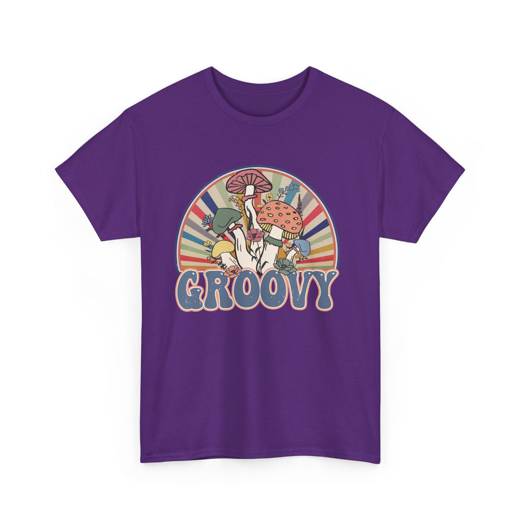 Groovy Mushroom T-Shirt - Retro Rainbow Magic Mushroom Tee Shirt Forager Gift
