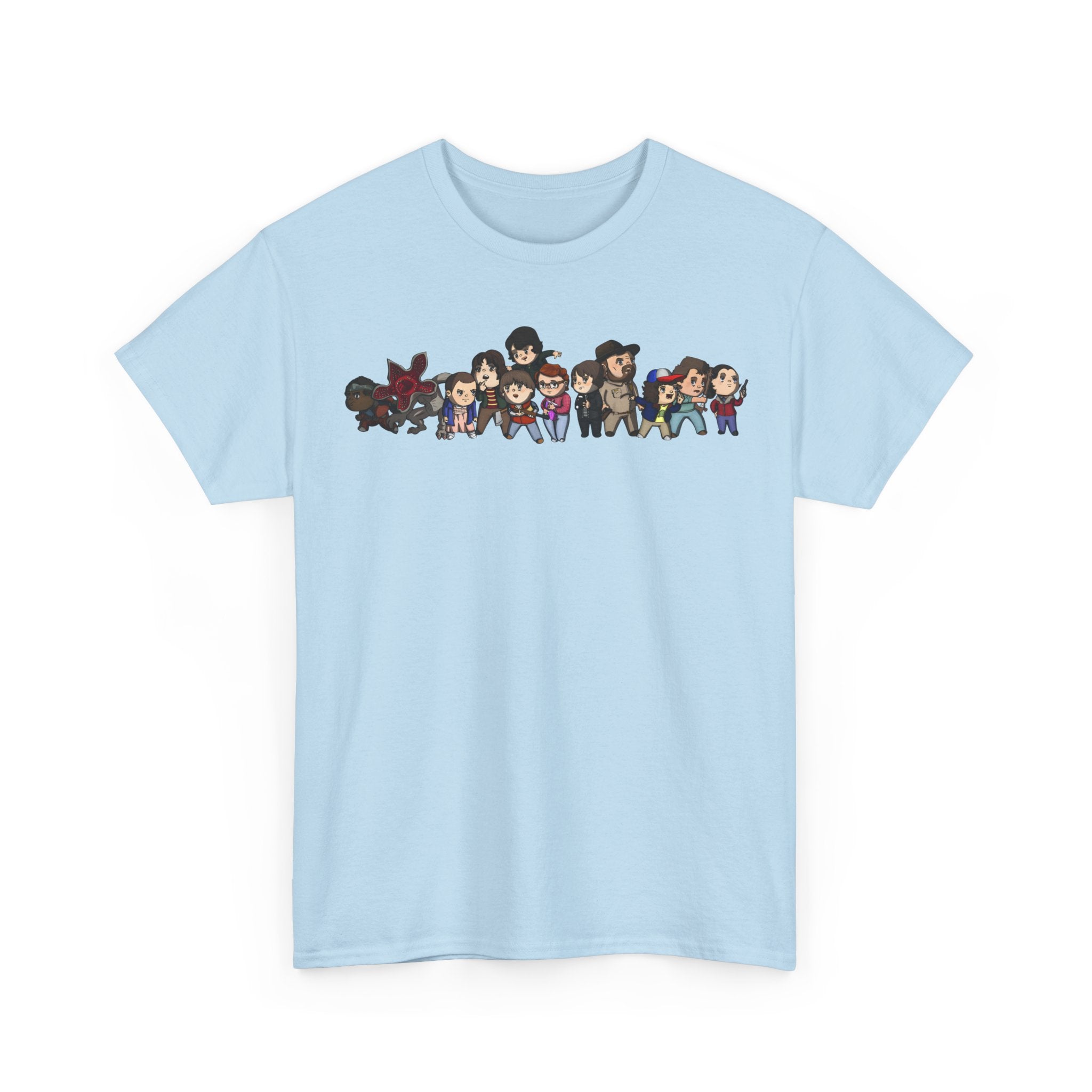 Chibi Stranger Things Character Lineup T-Shirt - Graphic Tee Shirt - NEW