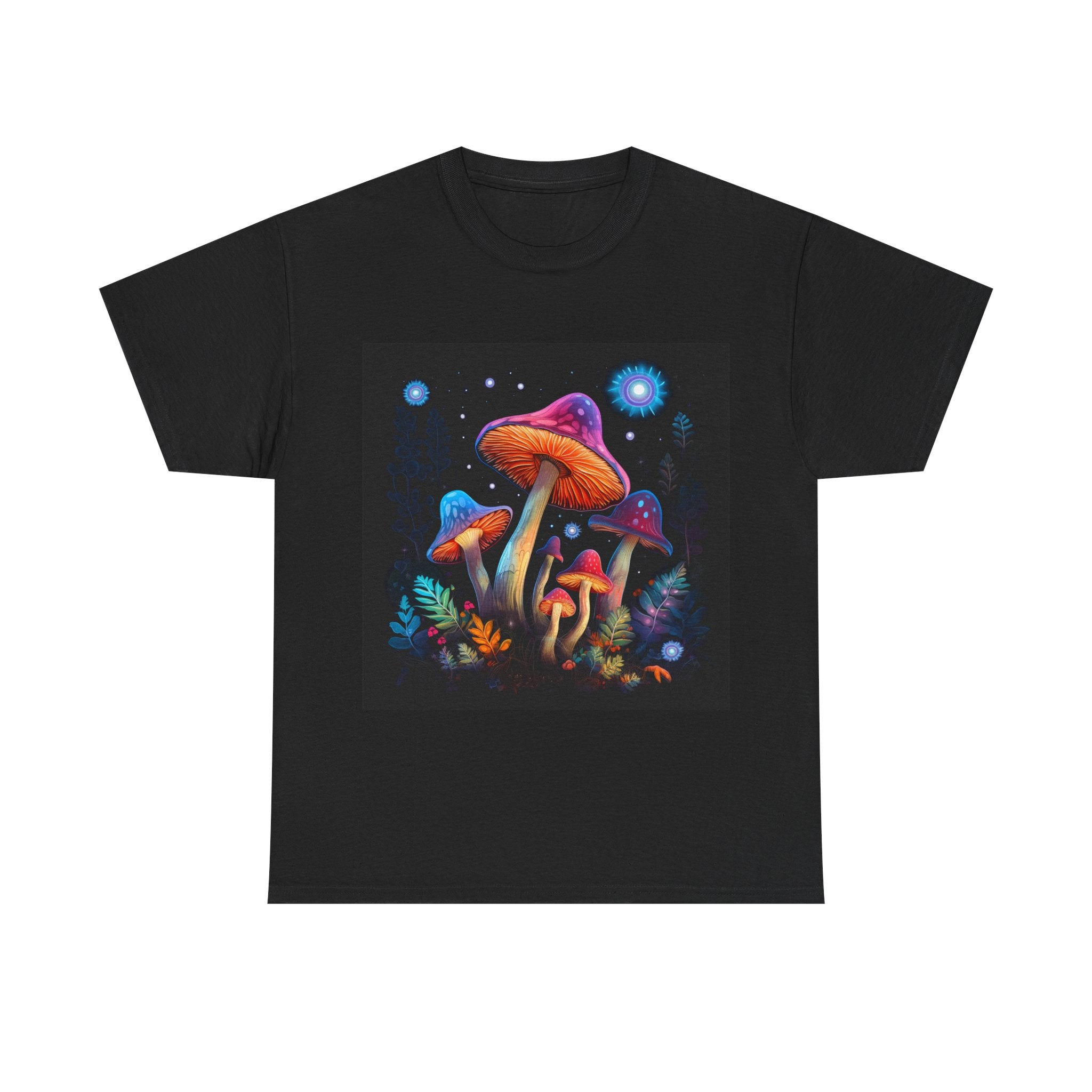 Psychedelic Mushroom T-Shirt - Colorful Glow Fungi Graphic Tee Shirt Forager Gift