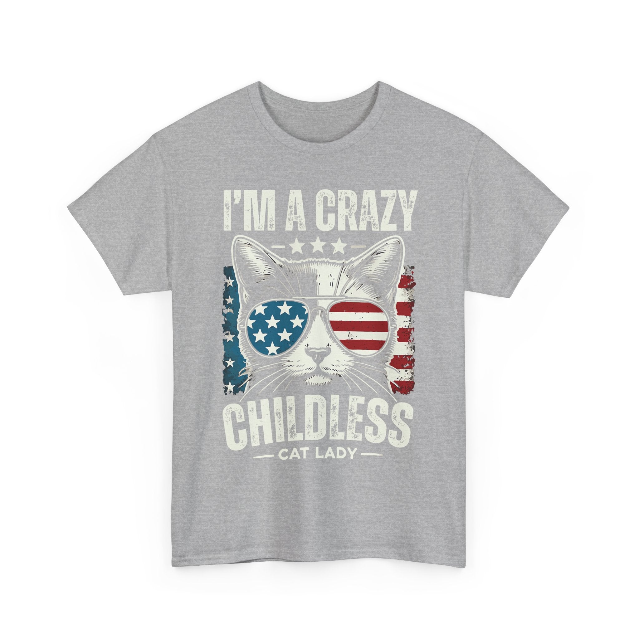 I'm A Crazy Childless Cat Lady Tee Shirt - Cat Owner Funny T-Shirt Gift - NEW