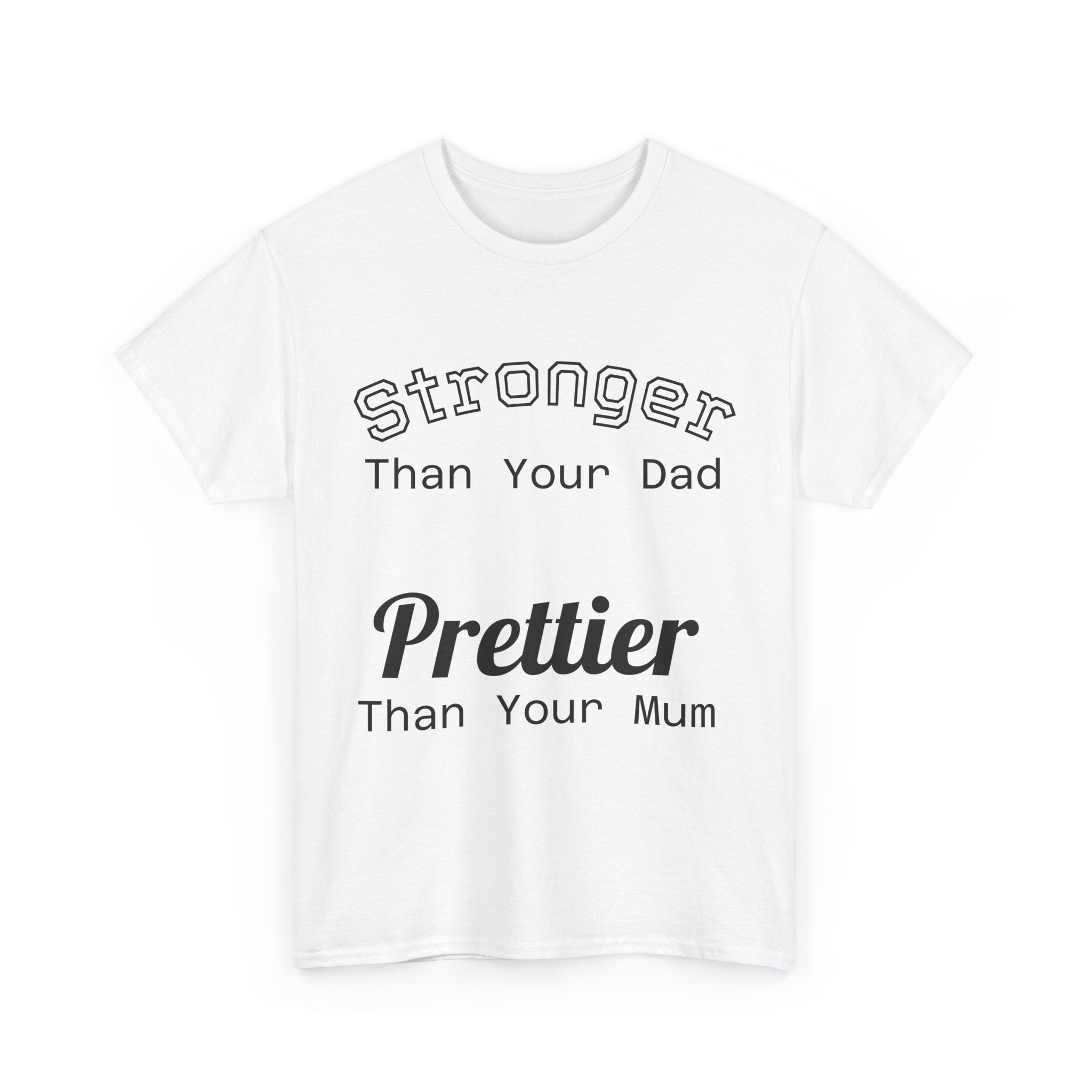 Funny Gym T-Shirt - Stronger Than Your Dad Prettier Than Your Mum - Offensive Tee Shirt Gift