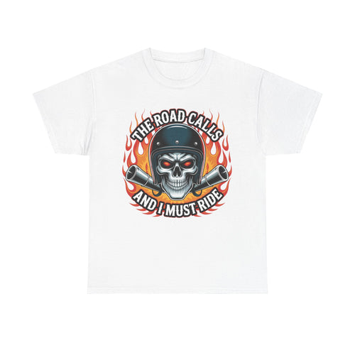 Biker T-Shirt - The Road Calls And I Must Ride - Motorcycle Tee Shirt Gift For Bikers and Harley Bike Enthusiasts