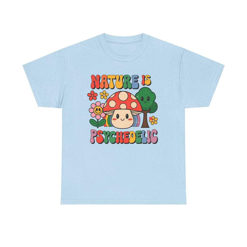 Psychedelic Mushroom T‑Shirt - Nature Is Psychedelic - Retro Floral Tee Shirt Gift NEW