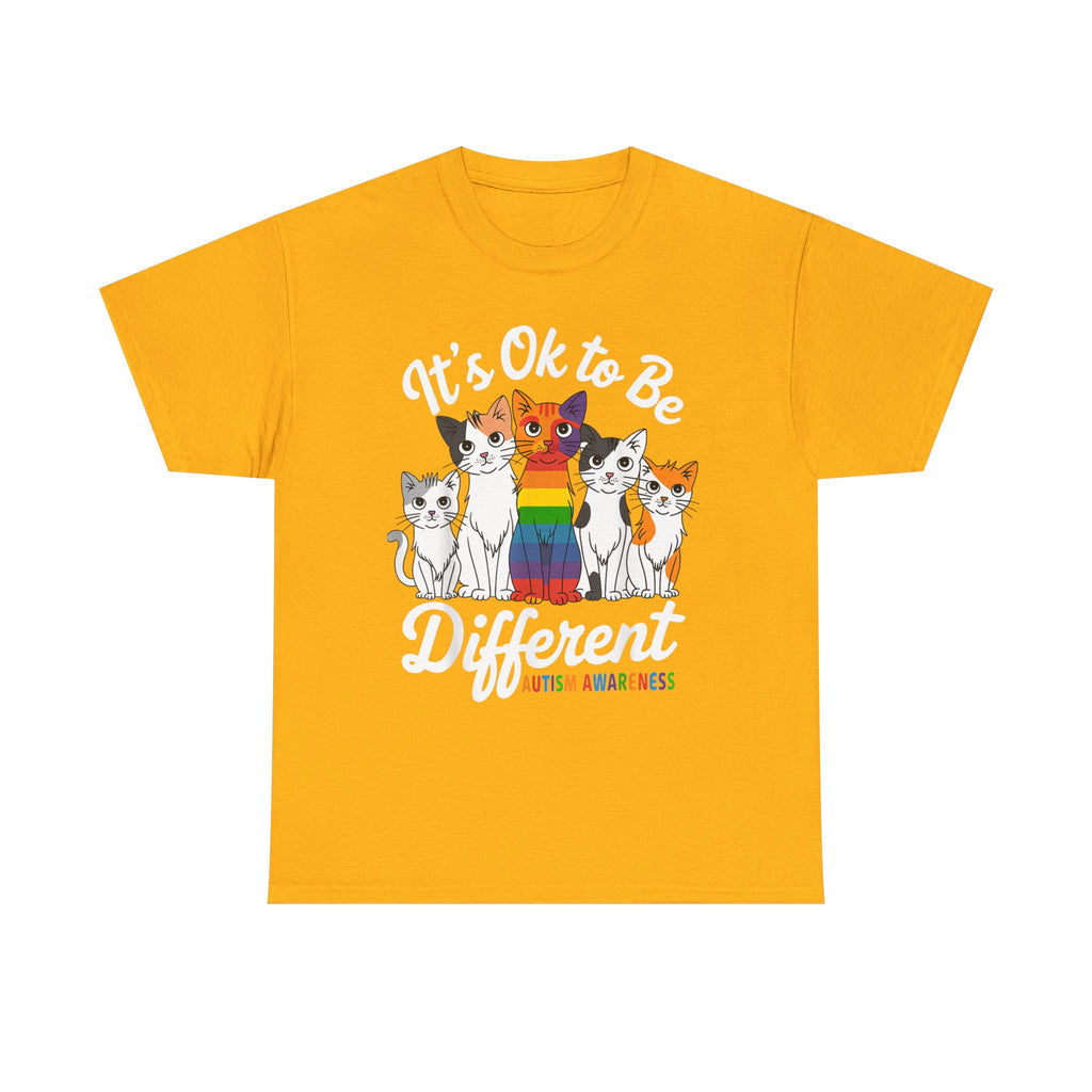 It's Ok to Be Different Cat Tee - Autism Awareness Rainbow Kitten Neuro Diverse Tee Shirt
