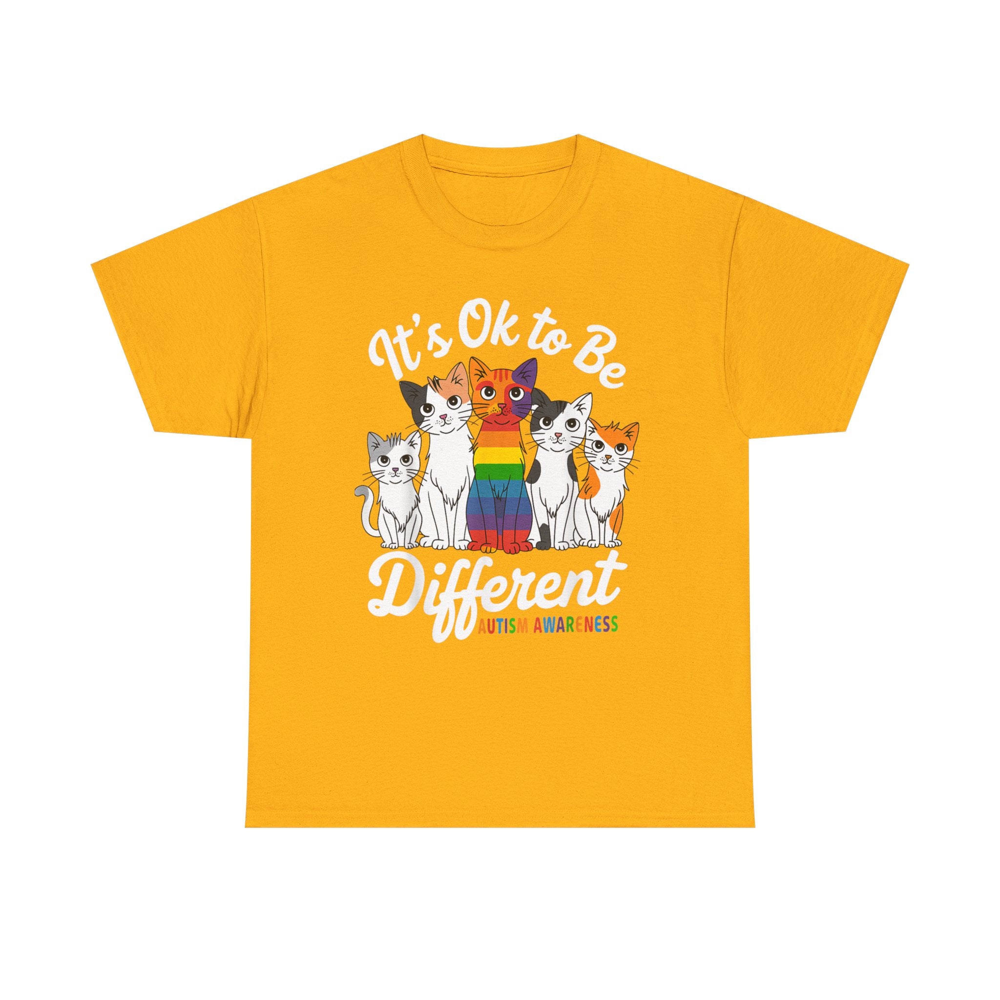 It's Ok to Be Different Cat Tee - Autism Awareness Rainbow Kitten Neuro Diverse Tee Shirt