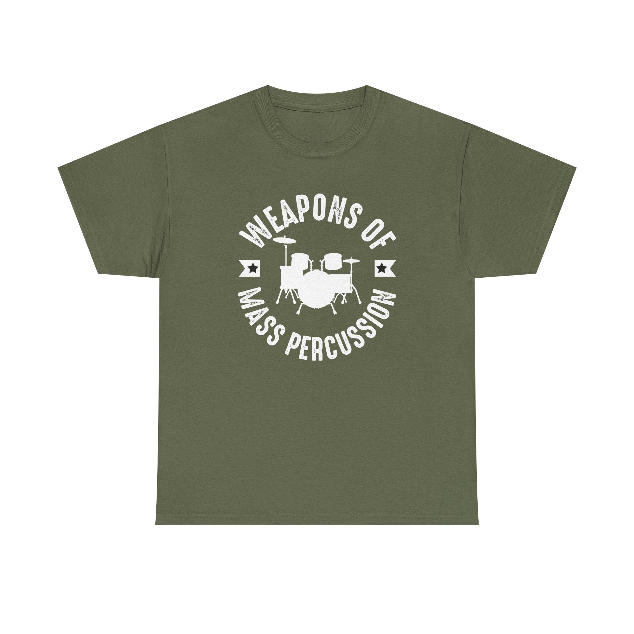 Weapons of Mass Percussion - Funny T-Shirt Gift for Drumers - Drum Kit Tee Shirt