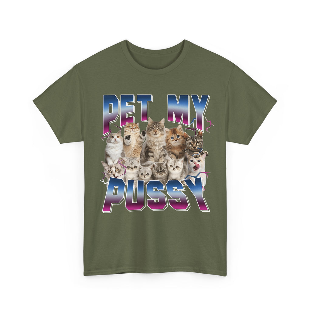 Pet My Pussy T-Shirt - Funny Cat Graphic Tee Shirt Gift for Cat Lovers