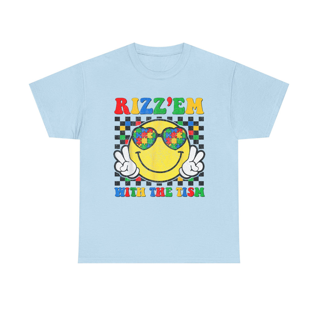 Rizz’em With The Tism Smiley Graphic Tee Shirt - Funny T-Shirt Autism ADD ADHD Gift NEW