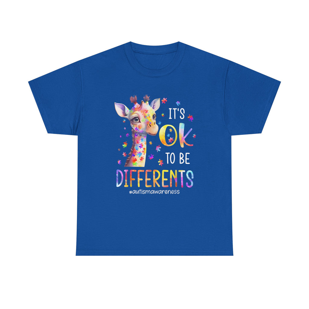 Giraffe "OK to Be Different" Rainbow Kids Tee Shirt – Autism ADHD ADD T-Shirt